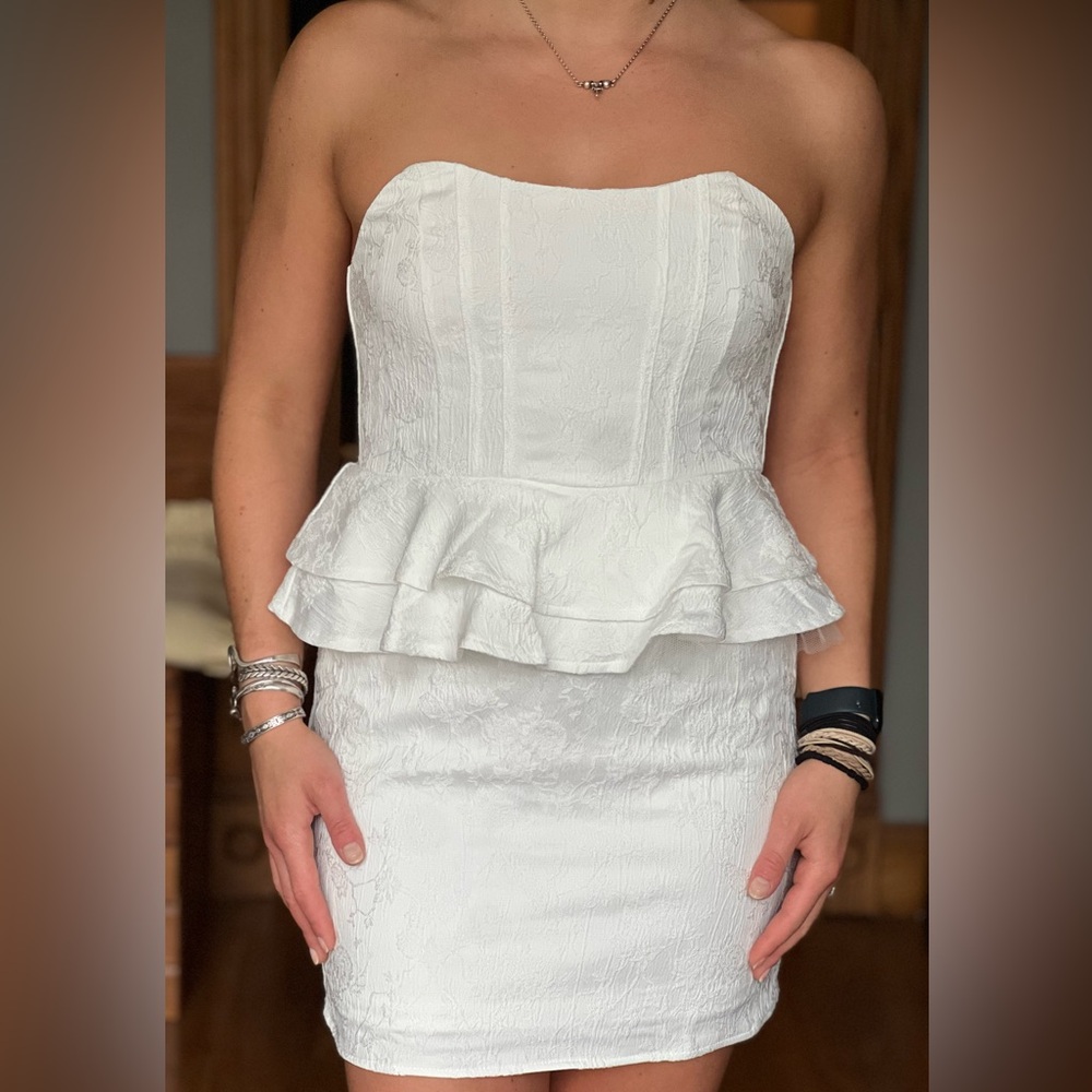 Lulus Peplum Mini Dress - White